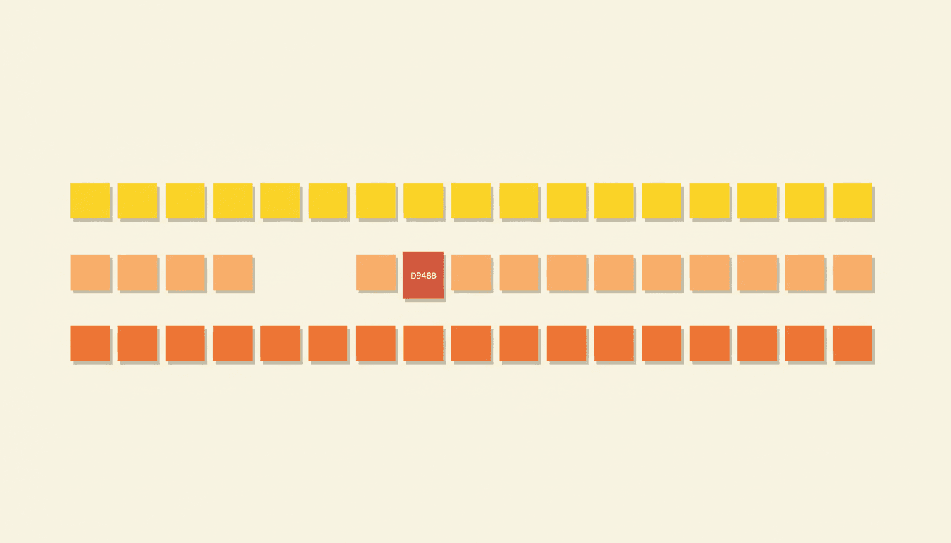 Editorial illustration of three parallel rows of schedule blocks with a red conflict marker